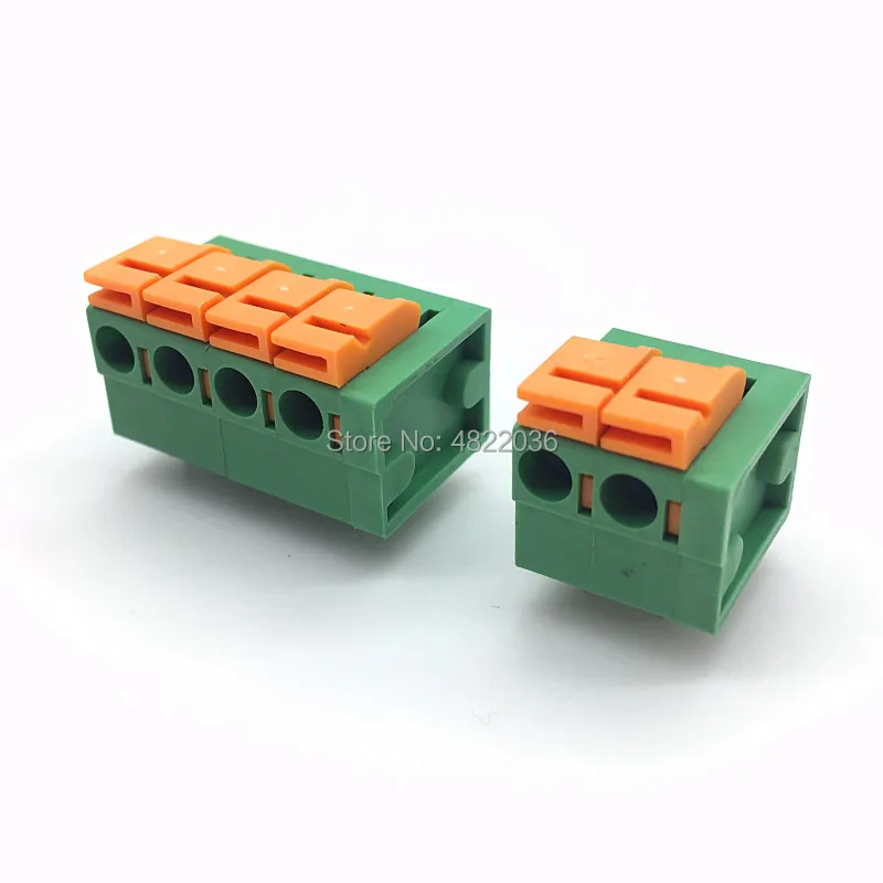 100pcs KF142R 5.08mm Right Angle PCB Spring Terminal Block KF142V-5.08 2P 3P 4P 5P 6P 7p 8p 9p 10p Terminals Connector