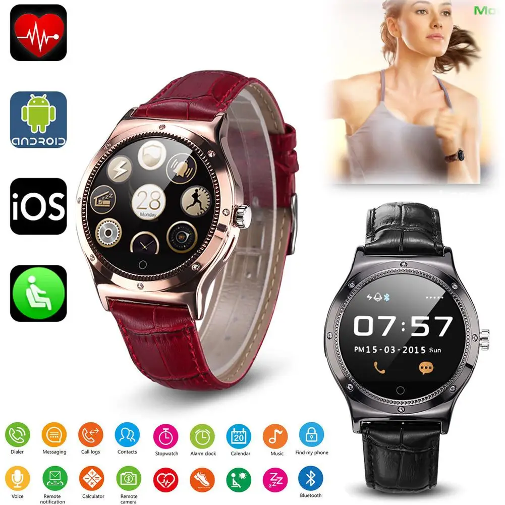 

Smart Watch Heart Rate Monitor Pedometer Message Calls Reminder Phone Mate Bluetooth-Compatible for IOS Android Samsung iPhone