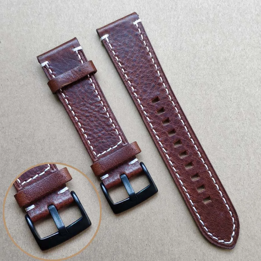 Products Italy Genuine Leather Thicken Watch Band For Panerai Belt Oily Belt Watch Bracelet 20 22 24 26MM Strap Men's Strap