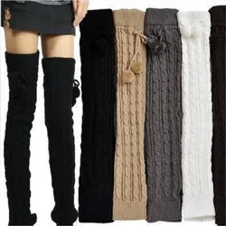 Autumn winter Warm Solid Leg Warmers socks Boots Knitting Over knee length Women Kneepad bottoming Boot Topper high knee Socks