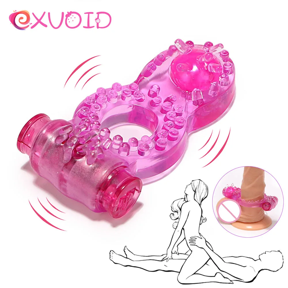 EXVOID Butterfly Penis Vibrator Ring Delay Ejacualtion Clitoris Stimulate Elastic Silicone Sex Toys for Men Cock Vibrating Ring