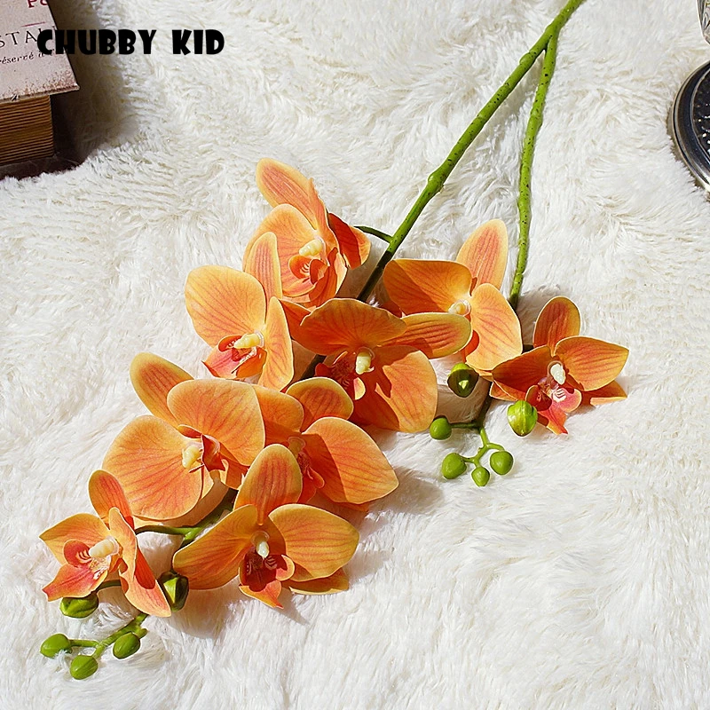 

3D Real touch 2 forks artificial butterfly orchids wholesale hand felt latex flowers wedding decorative Phalaenopsis 10pcs/lot