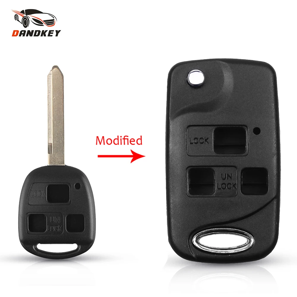 

Dandkey Flip Folding 3 Buttons Remote Key Shell For Toyota RAV4 Avalon Echo Prado Tarago Camry Tarago TOY47 Blade Key Fob Case