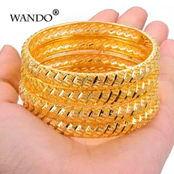 4Pcs Gold Color Bangles for Women Wedding Bride Bracelets Ethiopian/france/African/Dubai Jewelry(A:closed)(B:Open