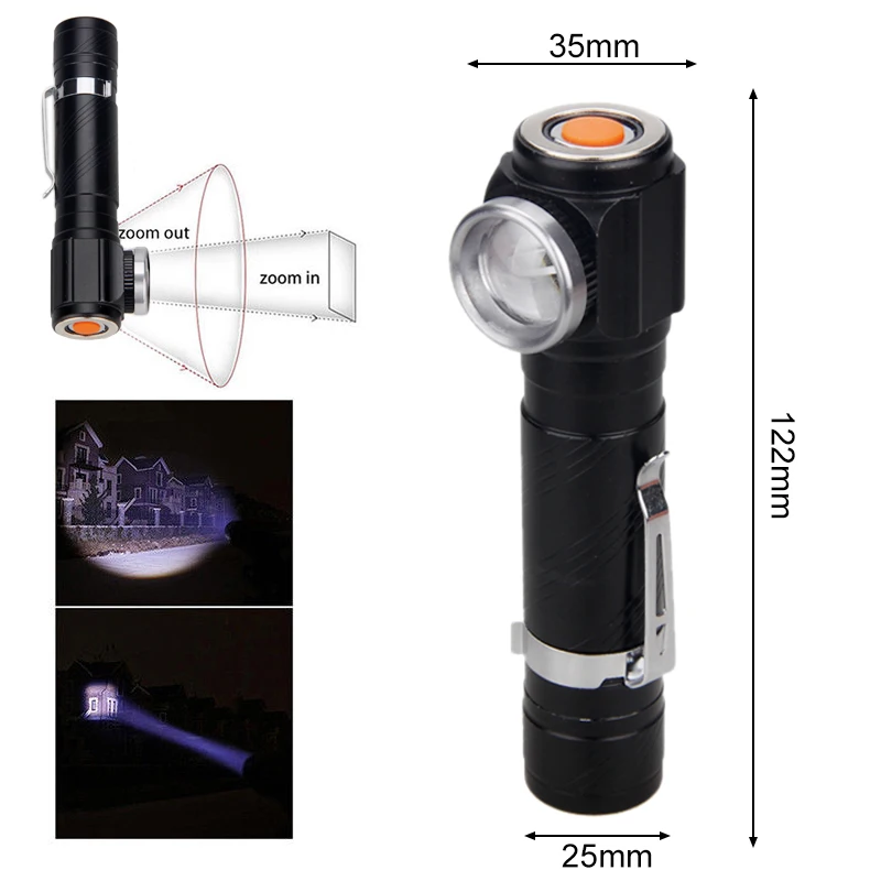 Linterna frontal led impermeable con enfoque Zoom, linterna recargable con batería integrada, luces de pesca y acampada, 1000LM