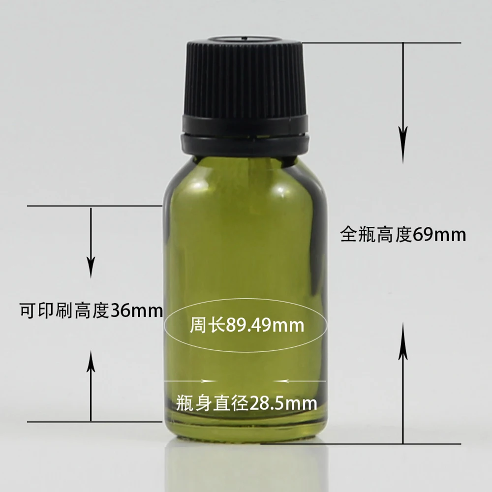 

Empty beard oil bottle 15ml custom printed glass dropper bottle olive colour essential oil bottle