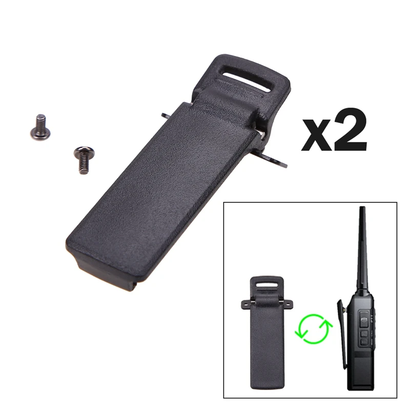 Pieza de repuesto para walkie-talkie, Clip de cinturón trasero para Radio de 2 vías Baofeng UV5R, intercomunicador Baofeng UV5R / 5RA / 5R + / 5RB/5RC, 2 piezas