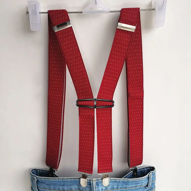 New Arrival H shaped Dot Suspender Men Women Suspenders 3 Size Wedding Wear Match Shirt Brace Jujube red BD066