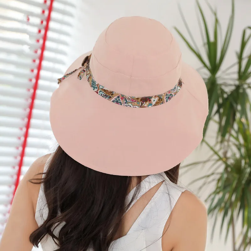 2018 New Brand Women Sun hat Summer Hat Folding Sunscreen Anti-uv big Summer Biking Beach Hat Fashion Sun hat