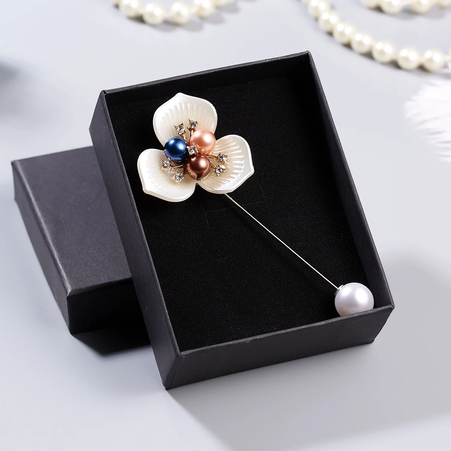 RINHOO New Fashion Rose Flower Camellia Brooch Corsage Long Needle Pin For Women Sweater Shawl Shirt Collar Jewelry Accessories