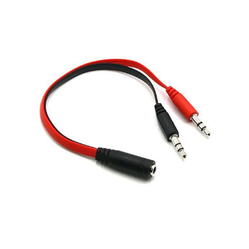 

100pcs/lot 3.5mm 1 Female to 2 male AUX Audio Cable Mic Splitter Cable Earphone Headphone Adapter Cable for Phone pad Mobile