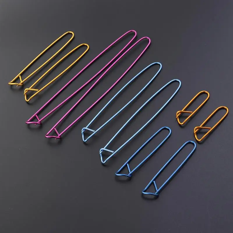 10pcs Assorted Colors Yarn Stitch Holder Set Crochet Knitting Needle Alloy Safety Pins (Random Color)