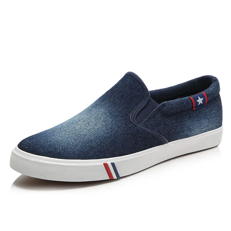 EXCARGO Canvas Shoes Sneakers Men Shoes Slip On 2019 Summer Fashion Shallow Casual Shoes For Men Denim Blue Sneakers For Men