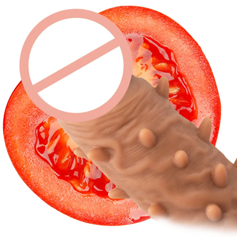Reusable Condom Spines Textured Extender Sleeve Thick Penis Enlargement Cover Cock Ring Dildo Sheath Condoms For Men Delay