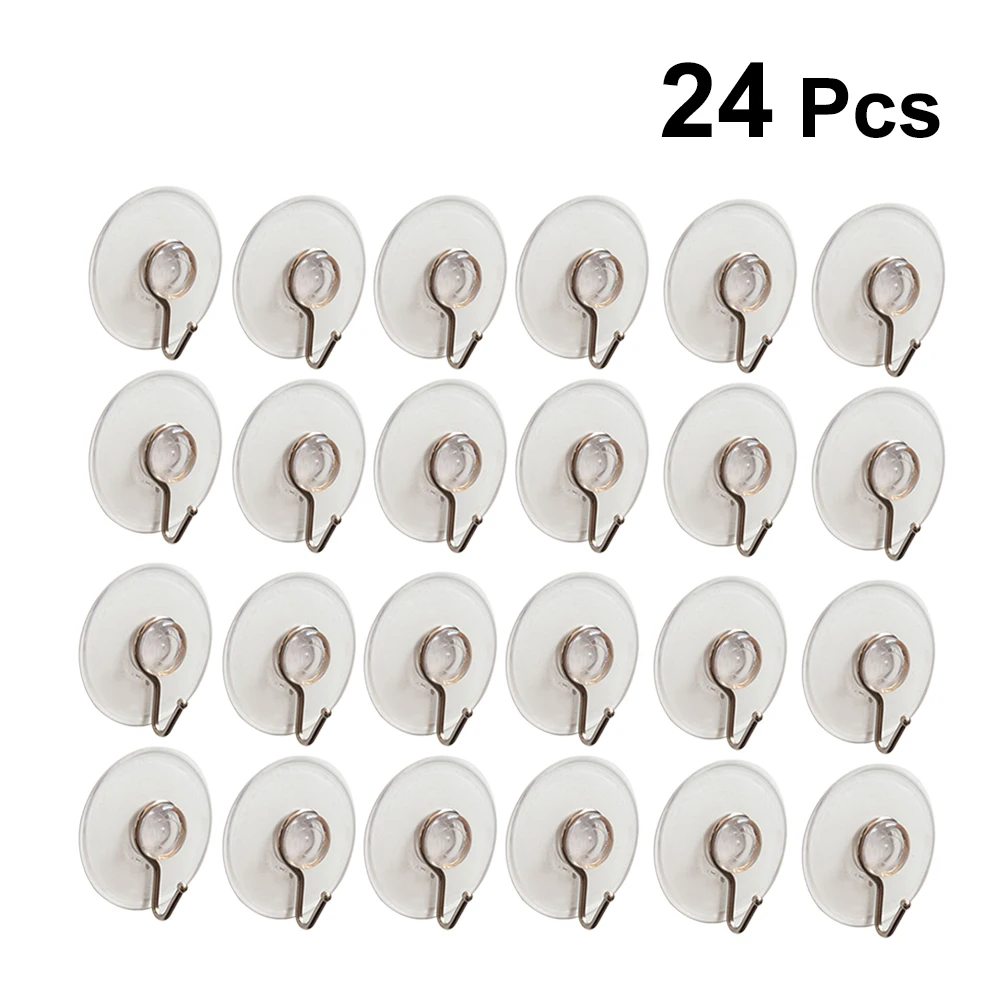 24 stks Zuignap Haken PVC zware Vacuüm Transparante Muur Haken Hanger voor Woonkamer Keuken Badkamer