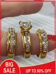Luxury Jewelry Princess cut 20ct AAAAA zircon 3-in-1 wedding band rings Set for women Engagement Ring