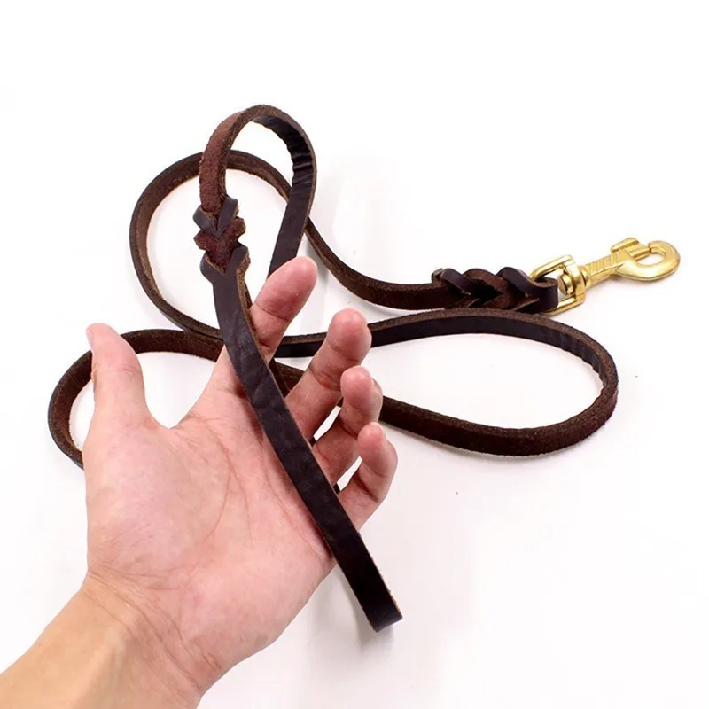 Benepaw High-end Cowhide Leather Leash Dog Handmade Durable Pet Leash For Large Dogs Brass-plated Hot Sale Pet Supplies Shop