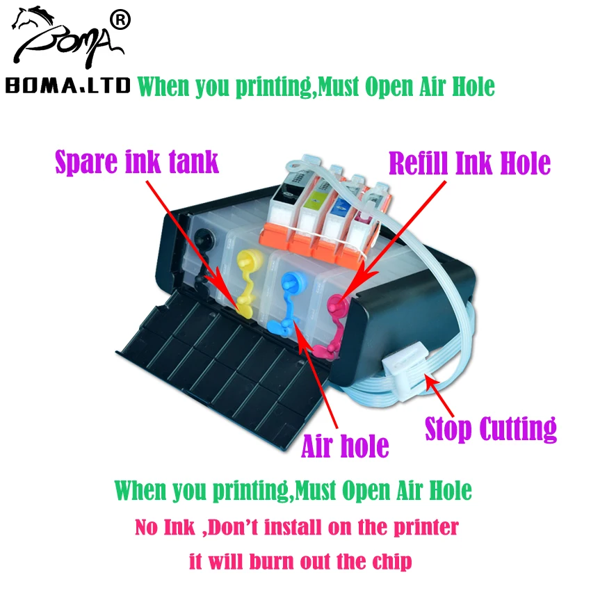 BOMA.LTD 4 Color 920XL For HP 920 Ciss System For HP Designjet 6000 6500 6500A 7000 7500 7500A Printer With ARC Chip