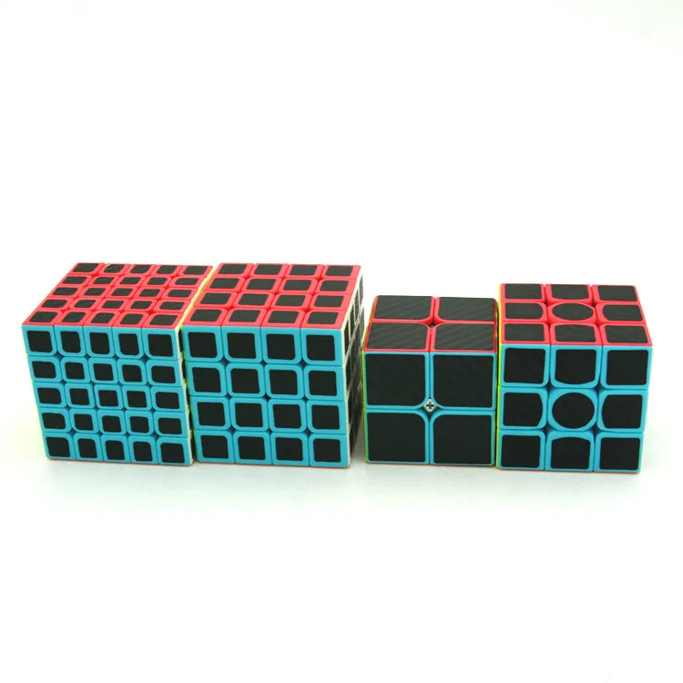 4 teile/satz Magie Cube 2x2x2 3x3x3 4x4x4 5x5x5 Stickerless mit Schwarz Carbon Faser Aufkleber Puzzle Spielzeug Für Kinder