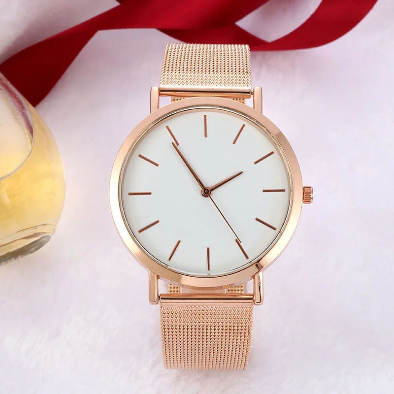 Relojes de acero inoxidable de malla dorada y plateada para mujer, reloj de pulsera informal de lujo, regalo femenino