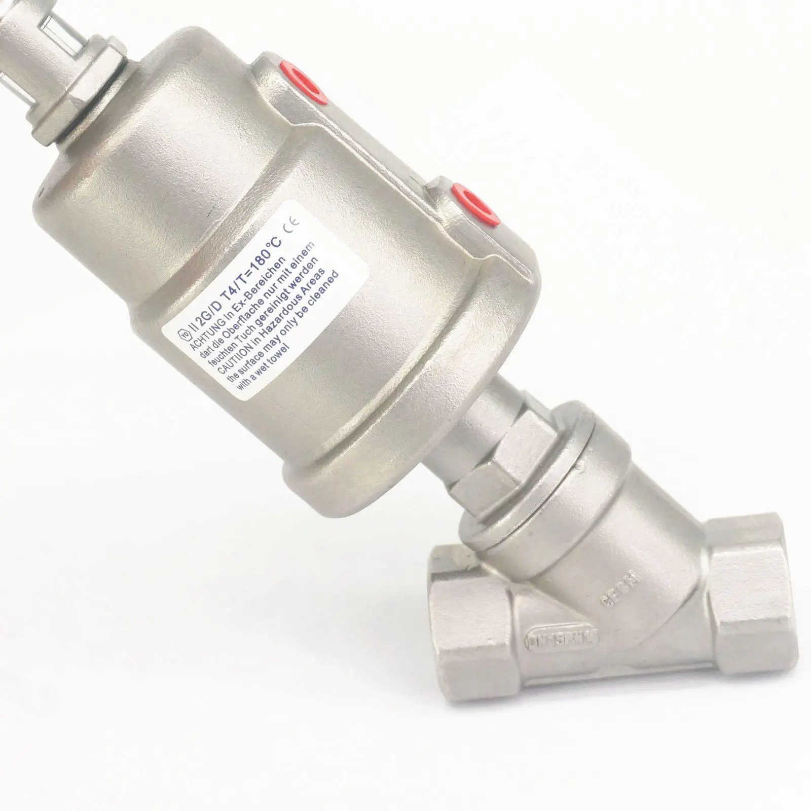 

1/2" BSPT Female Double Acting 304 Stainless Actuated Pneumatic Angle Seat Steam Valve With New-Type Stainless Head