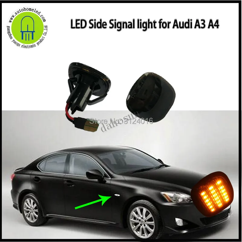 

2x Repeater Sequential Blinker Led Turn Signal Indicator Side Marker Light Lamp lighting Sidemarker for Audi A3 8L A4 8D S4 B5