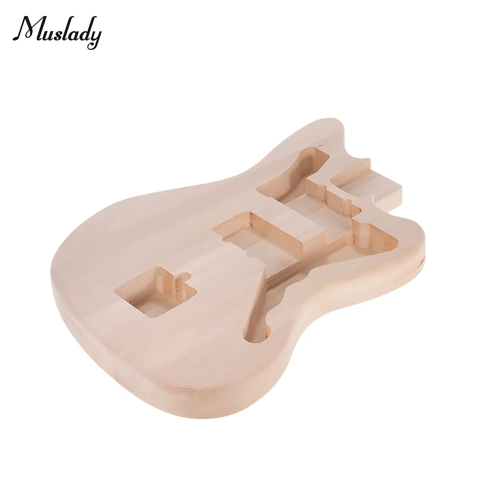 Muslady MZB-T DIY Electric Guitar Unfinished Body Guitar Barrel Blank Basswood for Mustang Guiatrs Guitar Body Replacement Parts