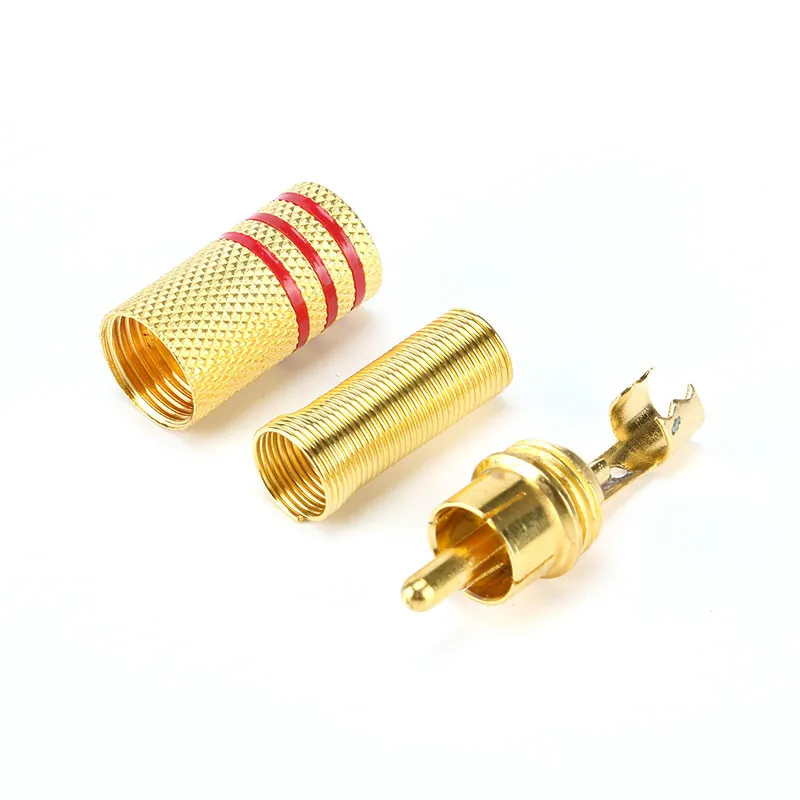 5PCS/Lot Metal Spring RCA Plug Gold Plated RCA Connector Male jack Plug AV Plugs for PC Audio Vedio Welding DIY Parts