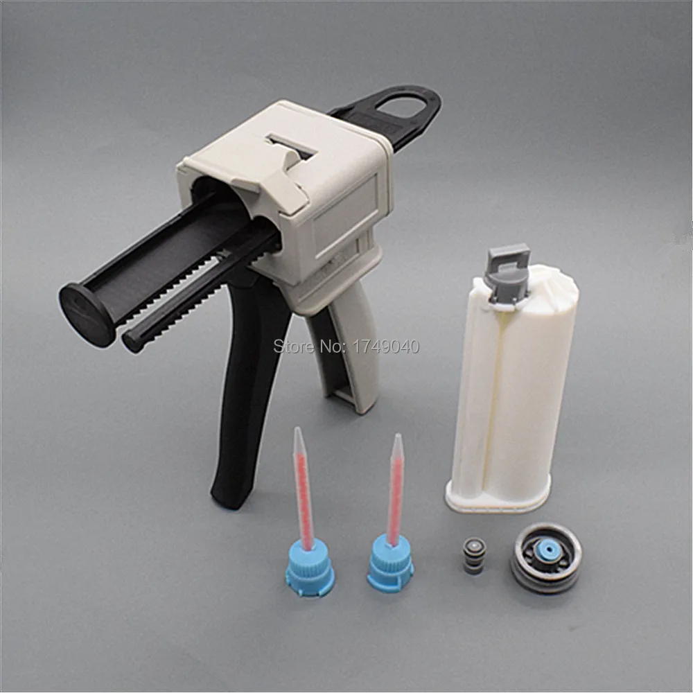 50ml AB colla epossidica pistola applicatore colla 10:1 Dispenser bicomponente con 50ml 10:1 cartuccia vuota a doppia canna e ugello di miscelazione