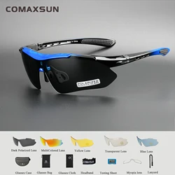 COMAXSUN Professional Polarized Cycling Glasses Bike Goggles Outdoor Sports Bicycle Sunglasses UV 400 With 5 Lens TR90 2 Style