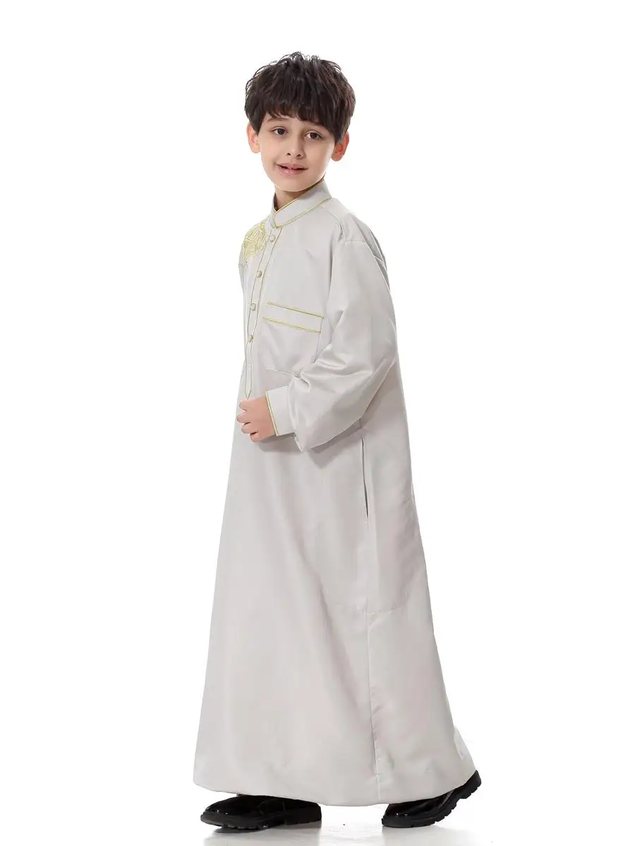 Jubba Thobe muçulmano para crianças, veste turca para menino, roupa islâmica Ramadan, Kaftan Abaya, vestuário de oração, Thoub Djellaba, Dubai e vestido árabe