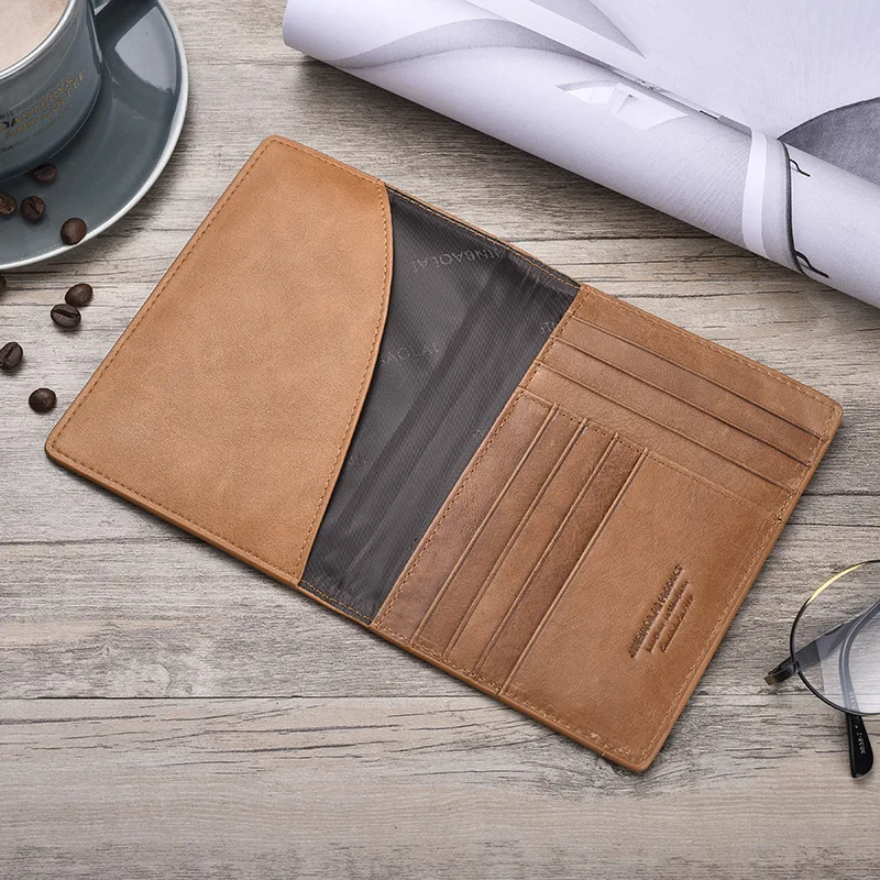 New Soft Genuine Leather Man\'s Passport Cover ID Card Case Purse Bank Credit Card Holder Travel Wallet For Men Black Brown