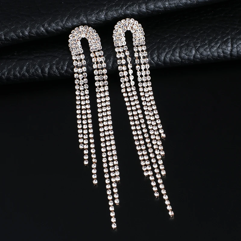 Rhinestone earrings Tassel Drop Earring For Women Luxury Jewelry Long Dangle Earing 2019 Party fashion accessories E619