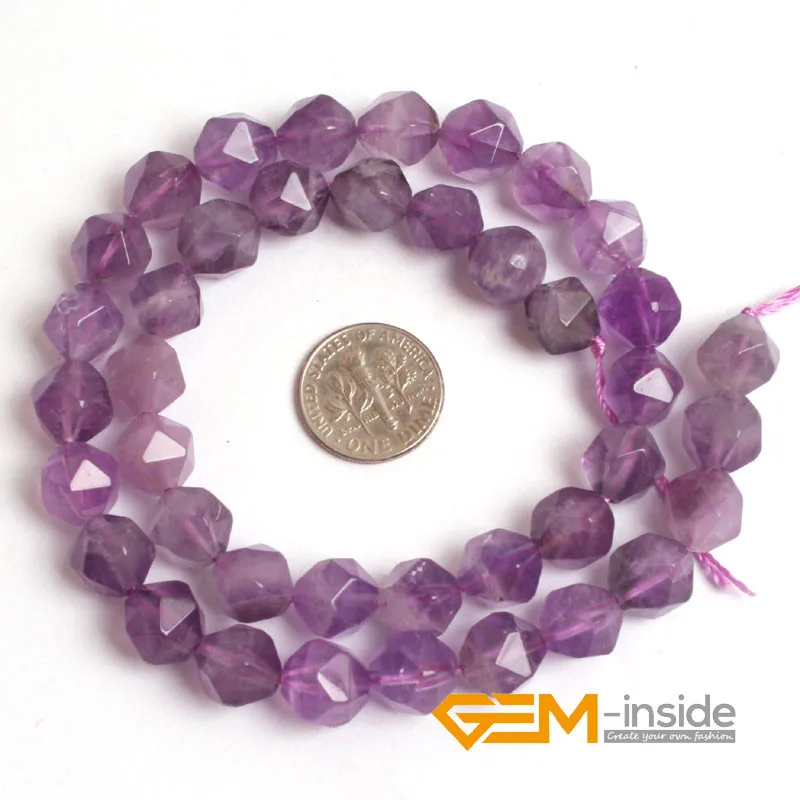 Natural Stone Purple Amethysts Faceted Polygonal Round Beads For Jewelry Making Strand 15 inch DIY Bracelet Necklace Making Bead