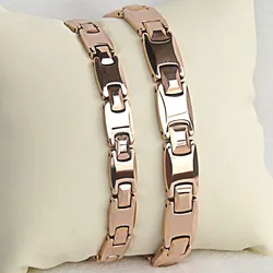 High Polished Tungsten Carbide Bracelet Rose Gold Plating with Health Black Magnet Stones for Man/Woman 19CM/20CM