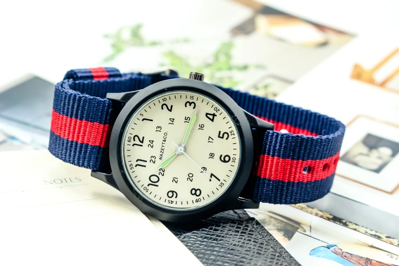 Free shipping Nazeyt boys and girls outdoor sports army watch luminous hands child student Multicolor Nylon strap gift clock