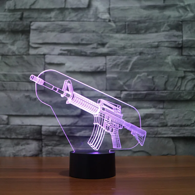 

Gun Style Creative Electronic Gift 3d Acrylic Lamp Led Seven Color Touch 3d Nightlight Children's room decoration 3D night light