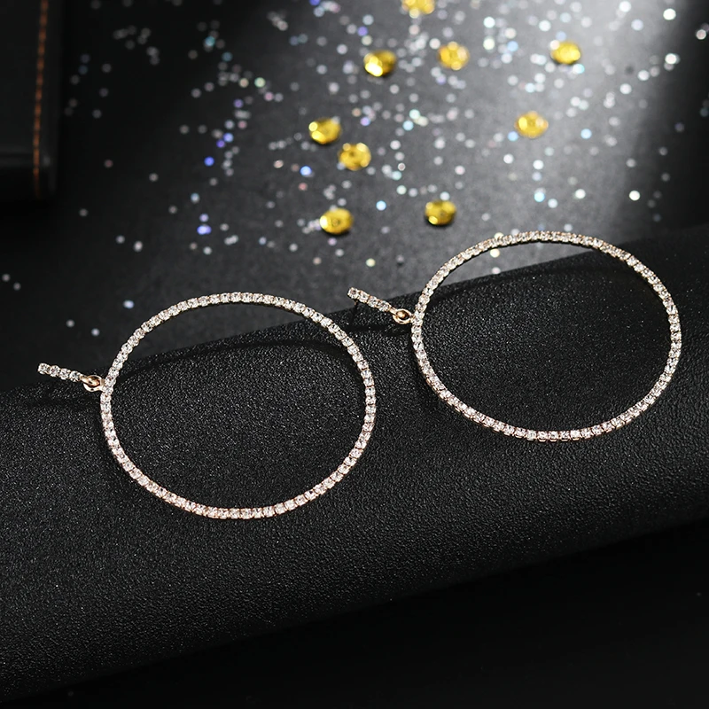 2019 Silver Color High Polished big round Earrings Paved with AAA Austrian Cubic Zirconia for Wedding Party Jewelry E626 image 3