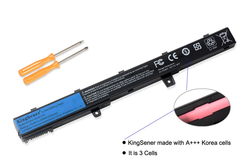 KingSener Korea Cell A31N1319 A41N1308 Battery for ASUS X451 X551 X451C X451CA X551C X551CA X551M X551MA A31LJ91 0B110-00250100