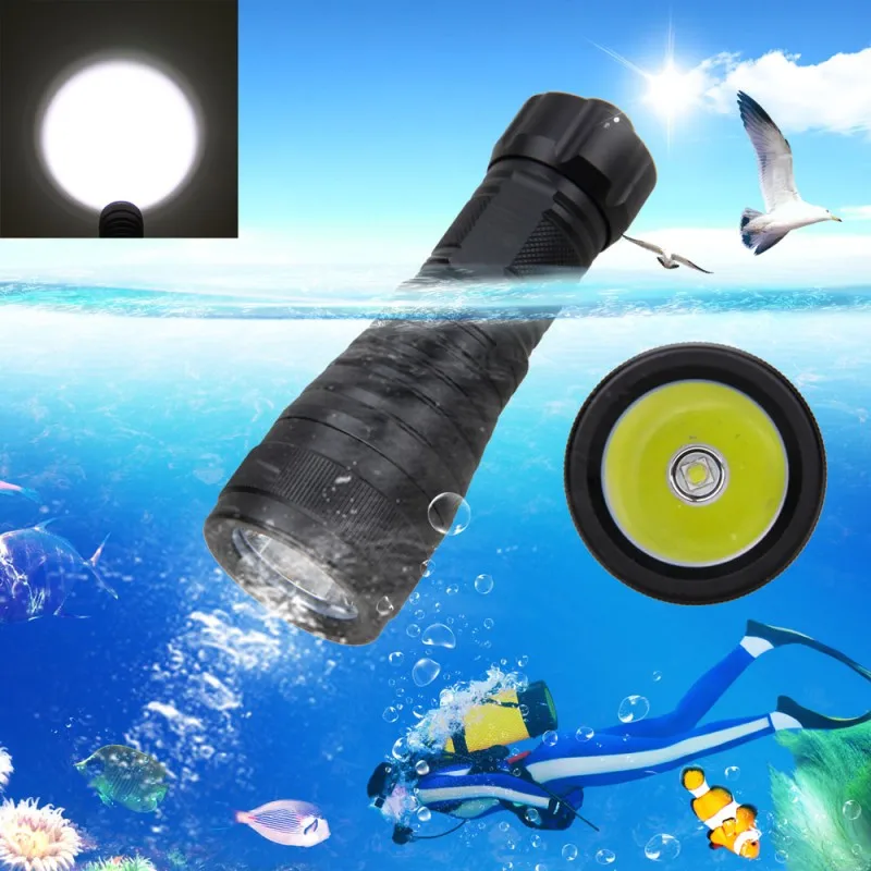 

10000 lumens LED Diving Flashlight Waterproof hard anodized Underwater 200meter Scuba Diving Torch 1-Mode Tactical Lantern lamp