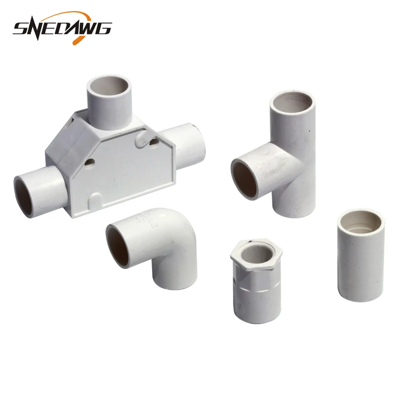 2pcs PVC Electric Wire Pipe Fitting Flame Retardant 16/20/25/32mm Pipe Joint PVC Plastic Electric Wire Supply Pipe Joint Fitting