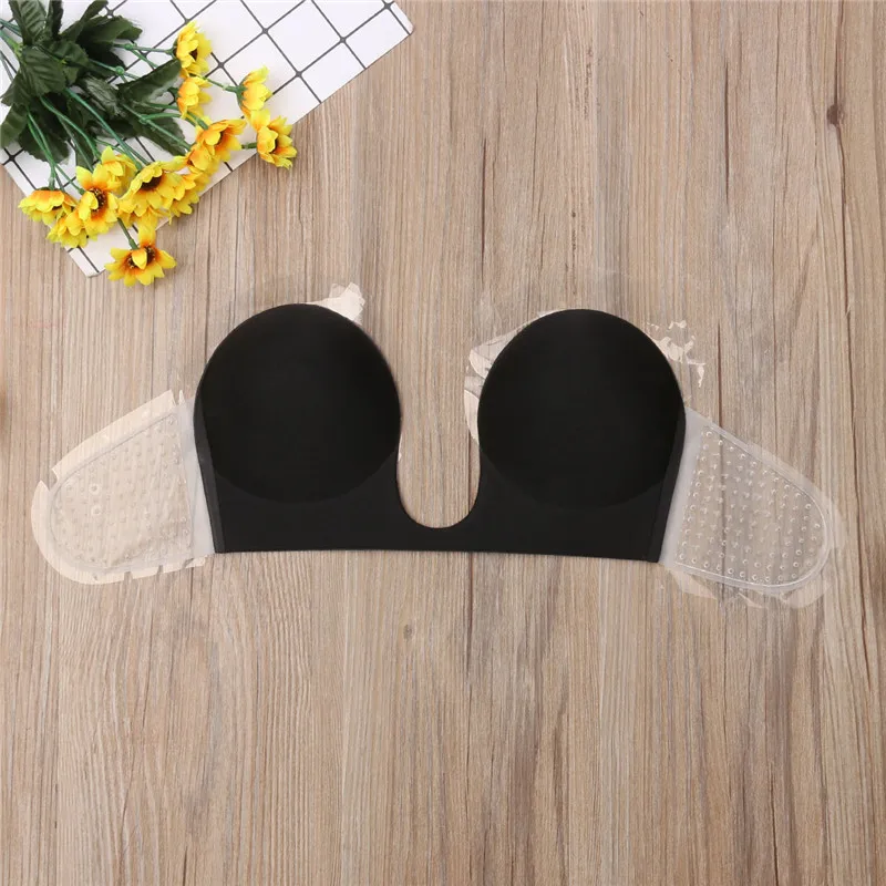 Invisible Push Up Bra Strapless Bras Dress Wedding Party Sticky Self-Adhesive Silicone Brassiere Breathable Deep U Bra Dropship