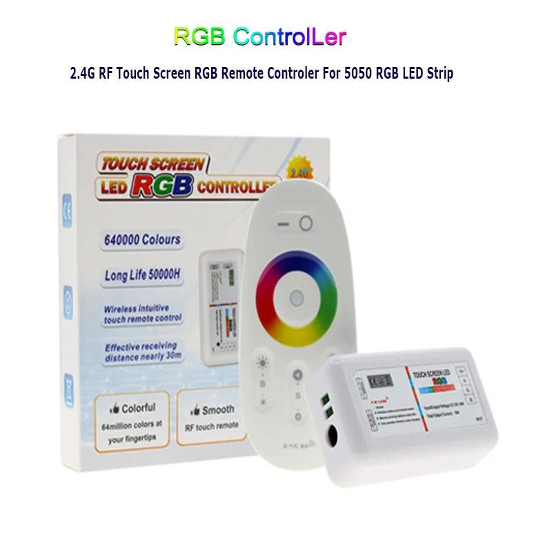 

2.4G RGBW / RGB LED Controler Touch Screen DC12-24V 18A Remote Controller Channel For 5050 RGB / RGBW Strip