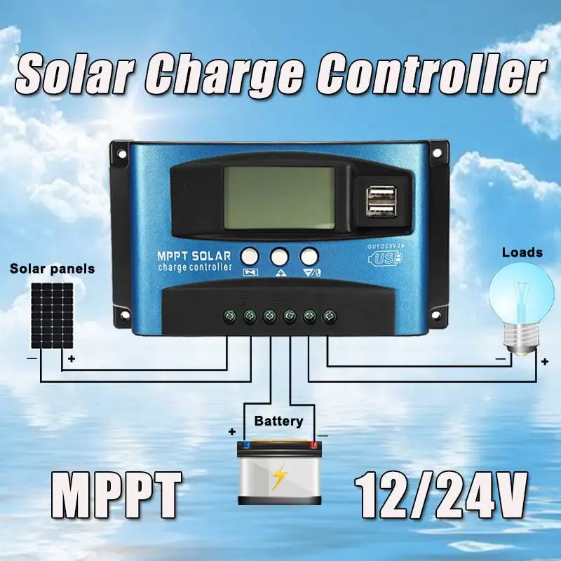MPPT 30/40/50/60/100A Solar Laderegler 12V 24V Auto LCD Display controller mit Last Dual Timer Control