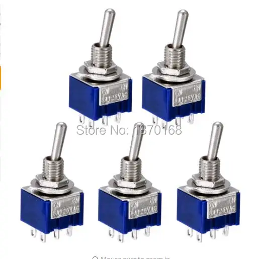 1pcs/5pcs/10pcs MTS-202 DPDT Switch 6A 125V AC 6-Pin ON-ON Mini Toggle Switches 31*13*12mm For Switching Lights Motors