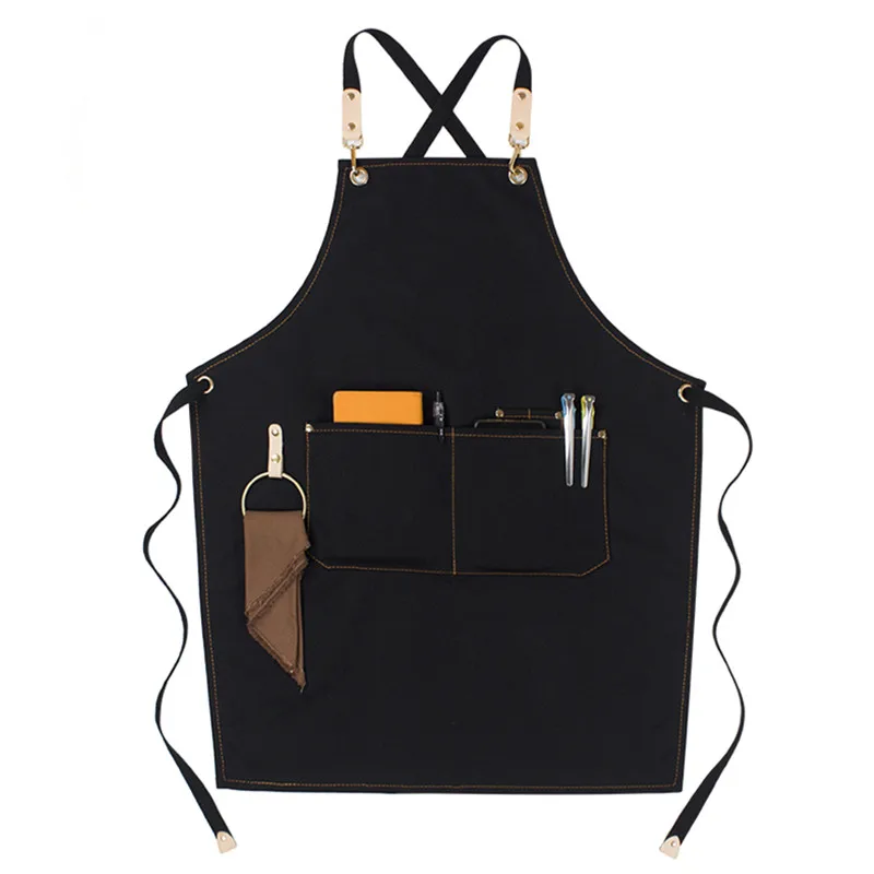 Cross-back Canvas Apron Cafe Barista Bartender Baker Pastry Chef Restaurant Server Uniform Florist Painter Artist Workwear E15