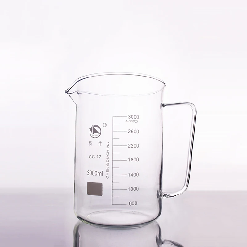 

SHUNIU With handle beaker in low form,Capacity 3000ml,Outer diameter=160mm,Height=245mm,Laboratory beaker with handle