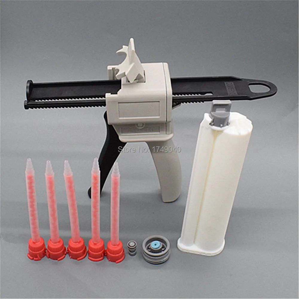 75 ml 10:1 AB colla Epossidica Colla Pistola Applicatore Colla A Due Componenti Dispenser con 75 ml 10:1 Vuoto Doppia-Barile cartuccia 5 pc Ugello di Miscelazione