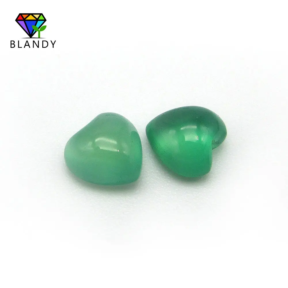 

5A Qaulity Loose Green Stone 5x5mm Heart Shape Cabochon Flat Back green chalcedony Natural Stone For DIY Jewelry