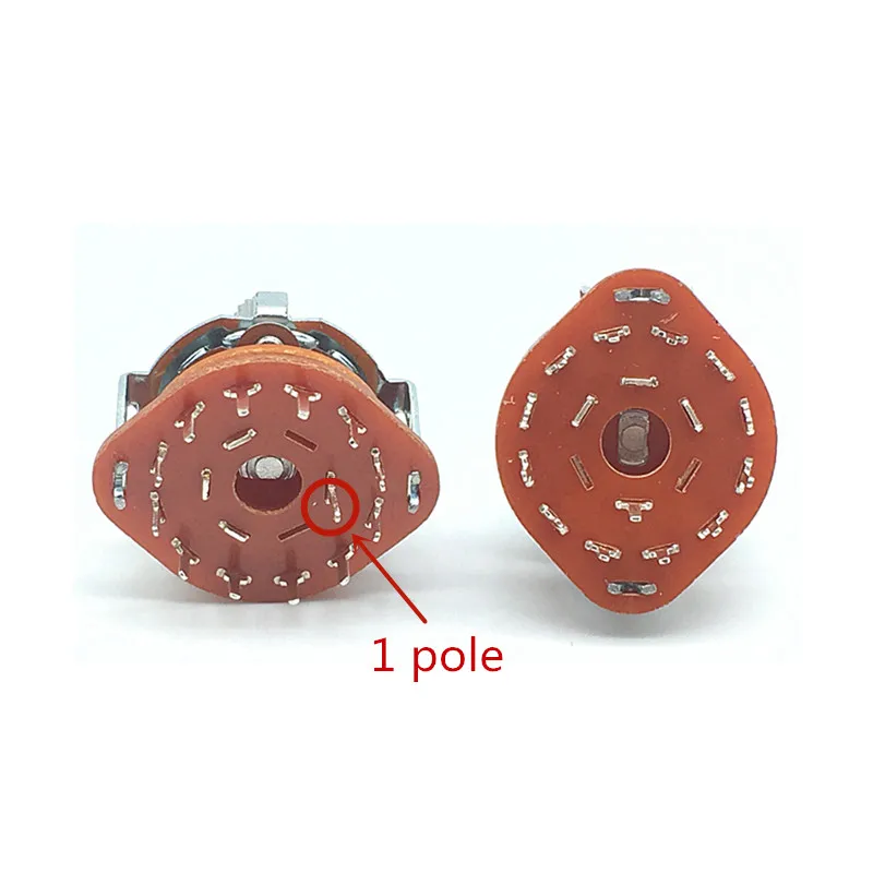 1pc RS25 Shaft Panel Mount 1P12T Band Rotary Switch Selector 1 Pole 12 Position 20MM Plum Shaft With Switch Cap